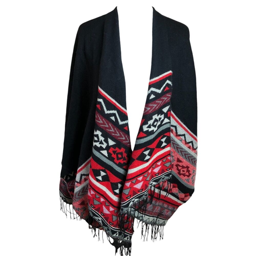 Shiraleah Chicago Women's Shawl One Size Red Aztec South Western Cape‎ Wrap
